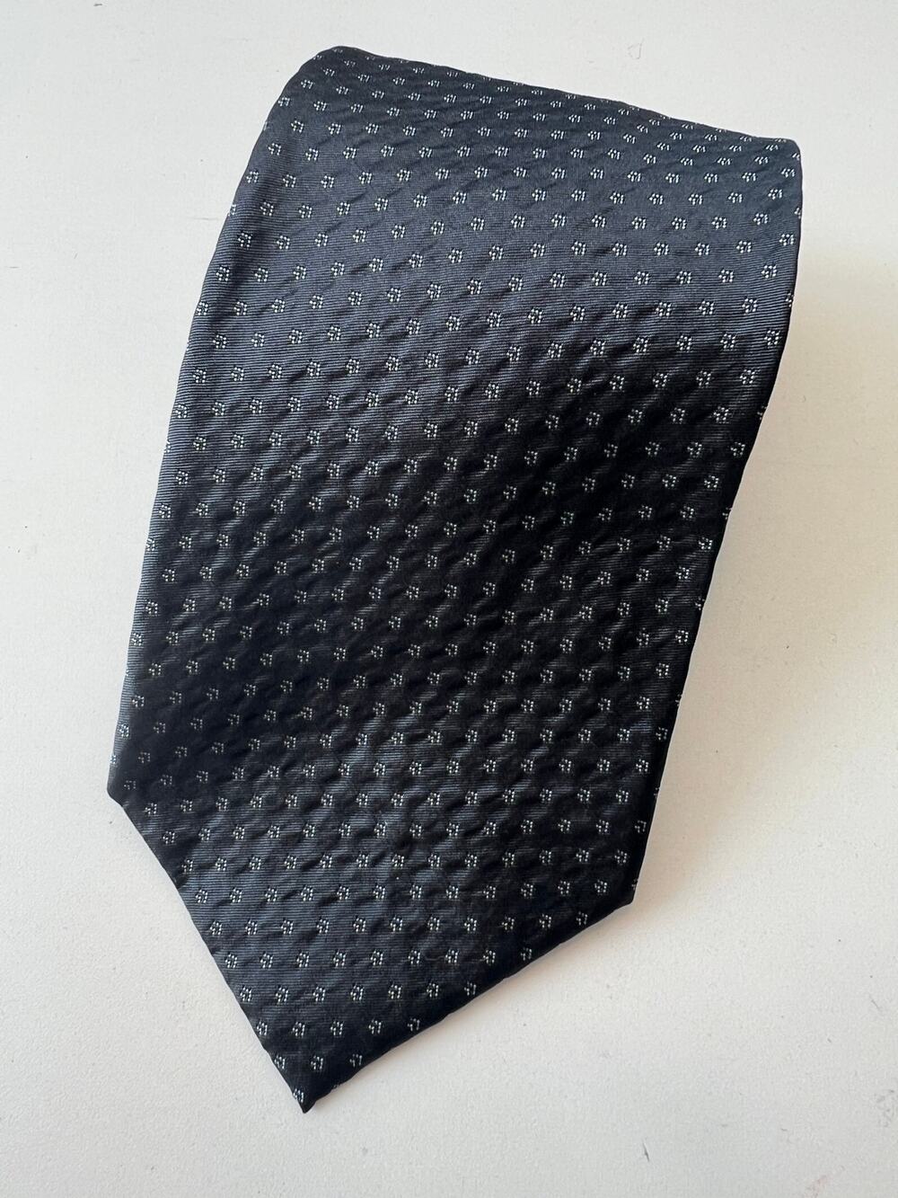 Hickey Freeman Made in USA Silk Men's Neck Tie Steel Blue Silver SG